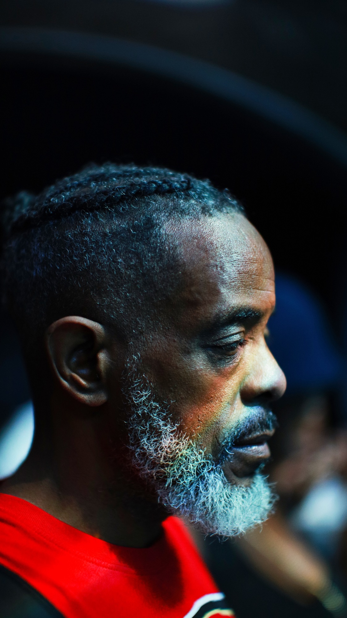 Profile portrait of an older man with a grey beard.
